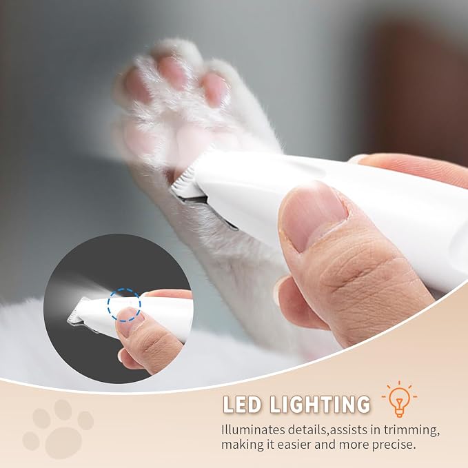 2026 New Pet Precision Trimmer, Dog Paw Trimmer with LED Light, Ultra Quiet | IP68 Waterproof, Dual-Speed Motor, Suit for Trimming Paw, Ear, Face, Butt, Eyebrows, USB Rechageble
