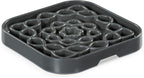 Messy Mutts Square Slow Feeder, 8 Inch, 2 Cup, Cool Grey | 8 x 8 Inch Square Silicone Puzzle Slow Feeder For Dogs And Cats, Holds 2 Cups, Dishwasher Safe