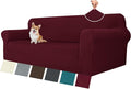 MAXIJIN Stretch Oversized Couch Covers for 3 Cushion Couch (91"-110"), 1-Piece Large Sofa Cover Slipcover Furniture Protector for Kids,Dogs (Extra Large, Diamond Pattern Wine Red)