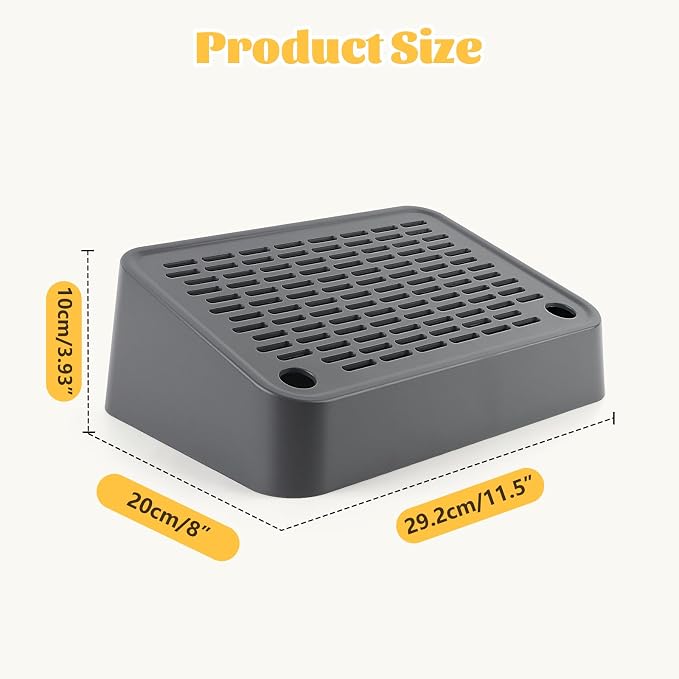 Litter Box Step, Cat Ramp Step Catcher with Filter Function, Grey | Litter Box Ramp for Kittens & Old Cats, Washable, Anti-Tracking, Non-Slip Litter Catcher, Easy to Clean