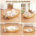 Cat Scratcher Hammock Bed, U-Shaped Wood Sisal Lounger, Furniture Protector | pingping-go, 23.6 x 13.8 Inch, Wood Frame, Natural Sisal, Indoor & Outdoor, for Large Cats