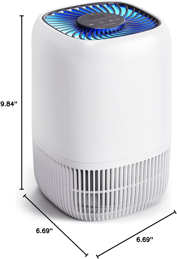 VOOPNU Air Purifiers for Home, High Efficiency Filter Up to 1076 Ft², White | for Pet Hair, Odors, Pollen, Smoke, Compact Air Cleaner with 3 Speeds, Timer, Aroma 22 dB Quiet 360°Intake, DH-JH12