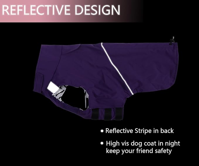 Dachshund Raincoat Weiner Dog Clothes Suitable for Dachshunds Corgi, Weiner, Dog Waterproof Coat with Reflective Stripe underbelly Protection - Purple - XS