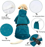 Waterproof Dog Raincoat Adjustable Dog Hooded Slicker Poncho Raincoat for Medium Large Dogs, Reflective Dog Rain Jacket(Blue, 5XL)