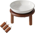 Havniva Elevated Cat Bowls, Ceramic Cat Bowl with Wood Stand, Wide Opening | 5.7” Raised Cat Food Bowls, Whisker Friendly Cat Dish, Anti-Slip Cat Water Bowls, Shallow Cat Bowls, Cat Food & Water Bowl