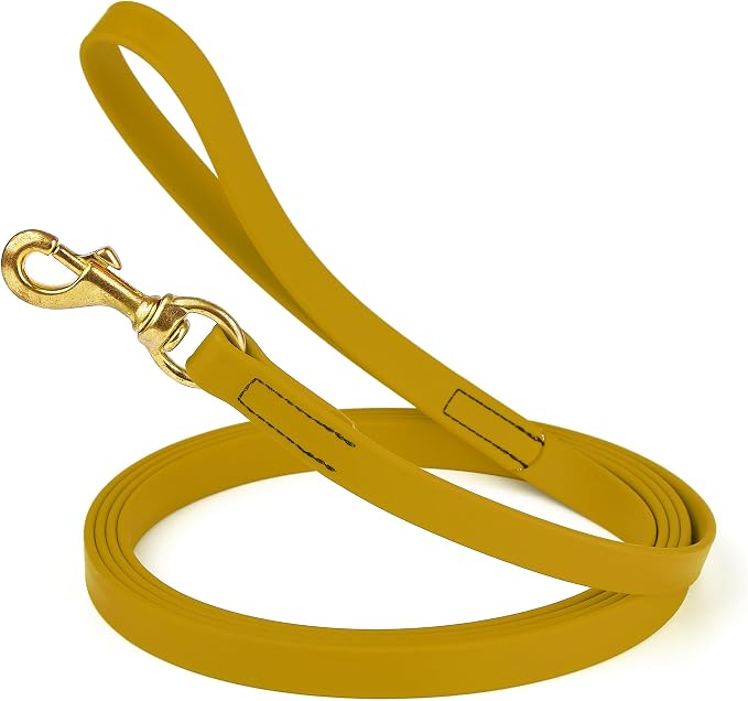 Viper Biothane K9 Working Dog Leash Waterproof Lead for Tracking Training Schutzhund Odor-Proof Long Line with Solid Brass Snap for Puppy Medium and Large Dogs, 15ft Treasure Gold