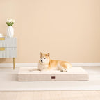 EHEYCIGA Orthopedic Dog Bed Large with Removable Washable Cover,Camel,35x23 | Egg Crate Foam Support,Durable Oxford fabric,Non-Slip Bottom,Machine Washable,Soft Waterproof Plush Pet Bed Mat For Crate