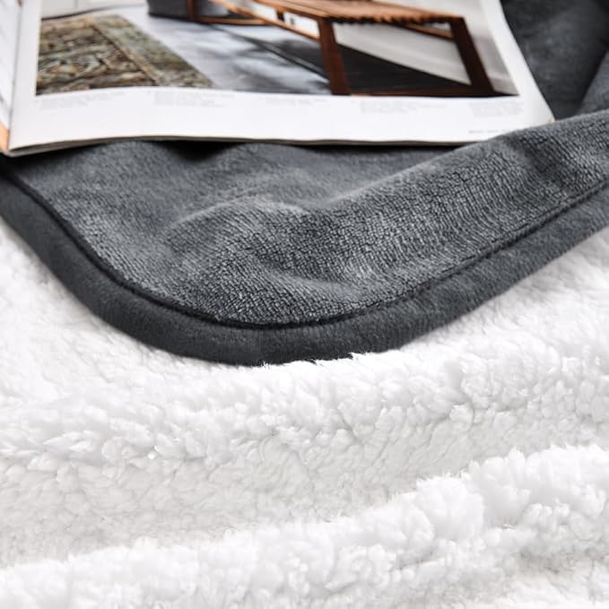 Soft Waterproof Blanket for Bed Couch Sofa, Dark Grey, 60x80 inches | Liquid Pee Proof Pet Blanket for Dog Puppy Cat, Reversible Sherpa Fleece Blanket for Couch Cover, Furniture Protector