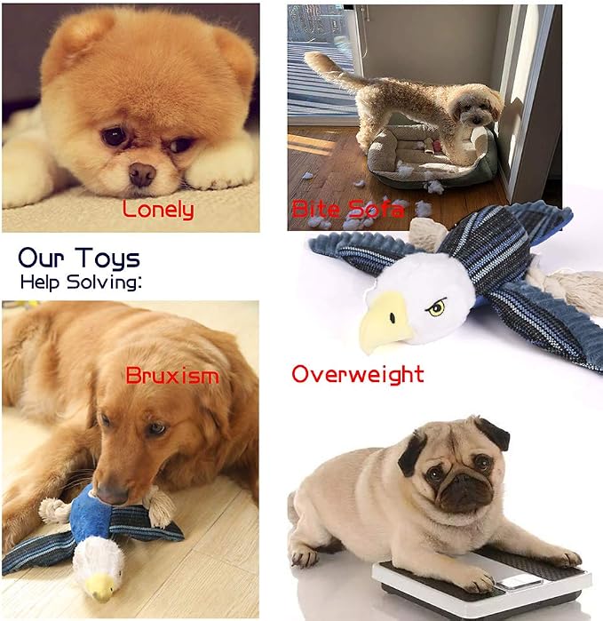 Sedioso Dog Toys Set, Large Dogs Toy, Stuffed Animal Dog Chew Toy, Soft Plush Dogs Toys Pack for Small. Middle, Large Breed(3-Pack, Birds)