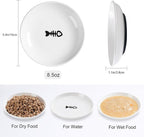 WROSWT Cat Food Bowl,Healthy Ceramic Cat Bowls for Indoor Cats,Anti Whisker Fatigue Cats Dishes Set,Shallow Wide Kitten Plates for Food and Water,Non-Slip Silicone Bottom,3 Pack