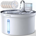 Wireless Cat Water Fountain with Sensor [Water & Battery Separation] FEELNEEDY Smart Pet Water Fountain, 3.5L/118oz 4000mAh Battery Operated Water Fountains for Cats Dogs + 6 Filters