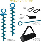 Eurmax USA 2-Pack Heavy Duty Dog Tie Out Stake, No-Tangle In Ground Anchor Runner for Large Dogs up to 210 Lbs - Perfect for Yard, Beach and Camping (Large,Navy Blue)