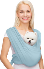 AnccoPlus Small Dog Sling Carrier, Hands-Free, Baby Blue, Plus | Patented Front Carrier Reduces Back and Neck Strain; Adjustable, Soft Cotton, 3D Air Mesh for Puppies & Cats up to 20 lb