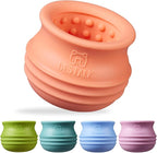 Dog Enrichment Treat Toy, Long-Lasting Wobbly Interactive Freeze Lick Toys for Dogs, Stuffable Puzzle Feeder Toy for Boredom, Silicone Treat Dispensing Chew Toy (Pastel Orange,L)
