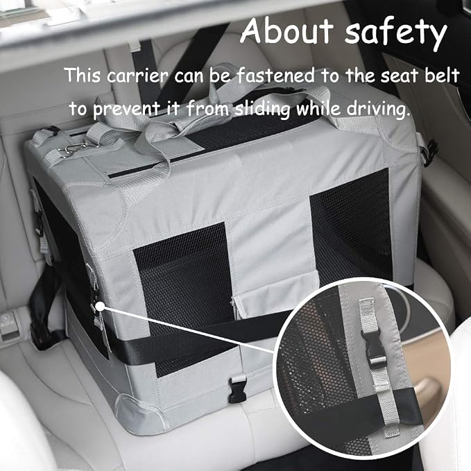 Extra Large Cat Carrier Soft Sided, Portable Small Dog Carrier for 2 Cats, 24"x16.5"x16" Car Travel Folding Comfortable Design with Bowl, Blue