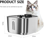Automatic Cat Water Fountain, Wireless Pet Water Fountain Stainless Steel, Ultra Quiet Pump, Motion Sensor, Easy to Clean, USB Rechargeable, 3.2L/108oz for Multiple Cats & Small Dogs