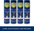 8 inch Large Surface Roller Refill for Scotch-Brite 50% Stickier Lint Roller, Works Great On Pet Hair (60 Sheets per Roll, 4 Pack)