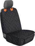 Dog Car Seat Cover Front Seat - Waterproof and Non-Slip, Heavy-Duty Pet Seat Protector with Side Flaps, Full Protection for Front Bucket Chairs on Cars SUVs Trucks (Black, Standard Front)