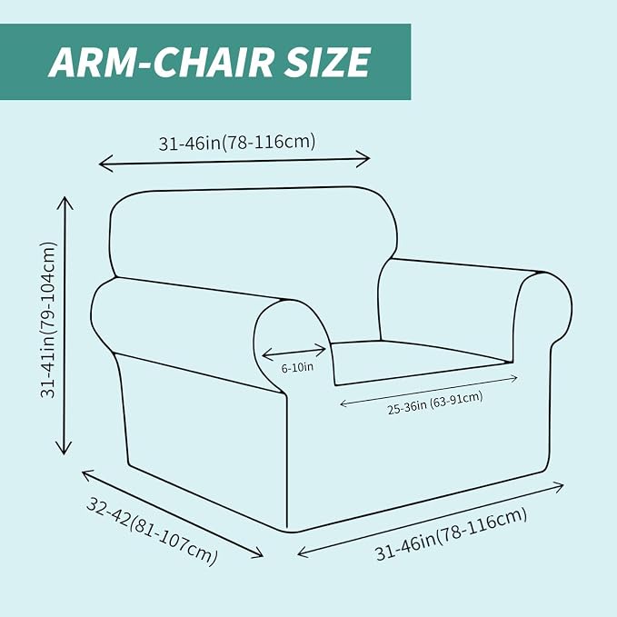 YEMYHOM Couch Cover Latest Jacquard Design High Stretch Sofa Chair Covers for Living Room, Pet Dog Cat Proof Armchair Slipcover Non Slip Magic Elastic Furniture Protector (Chair, Light Gray)