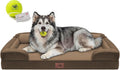 Waterproof Orthopedic Dog Bed for Extra Large Sized Dogs | Memory Foam Pet Bed Sofa with Bolster, Dog Couch with Washable Cover & Non-Slip Bottom, 48x30 Inch, Dark brown