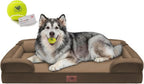 Waterproof Orthopedic Dog Bed for Extra Large Sized Dogs | Memory Foam Pet Bed Sofa with Bolster, Dog Couch with Washable Cover & Non-Slip Bottom, 48x30 Inch, Dark brown