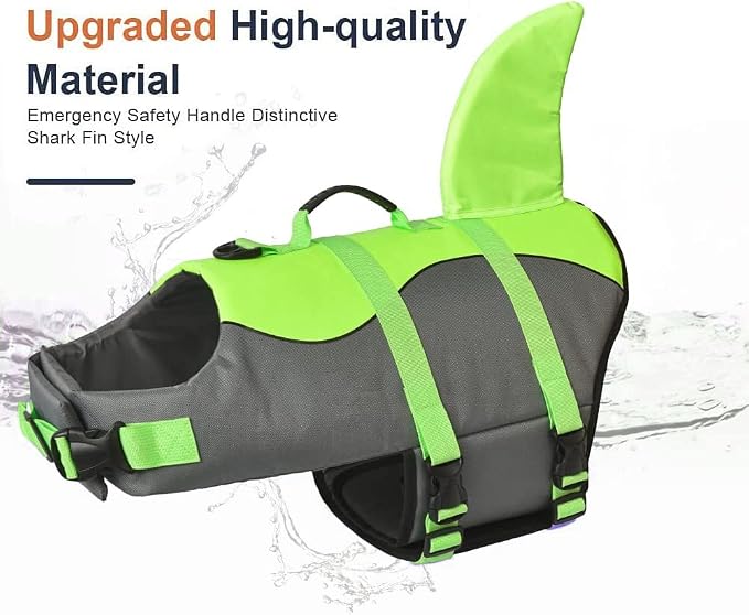 Fragralley Shark Dog Life Jacket, Adjustable Dog Life Vest with Shark Fin, Suit for Small Medium Large Dog Life Vest for Swimming and Boating