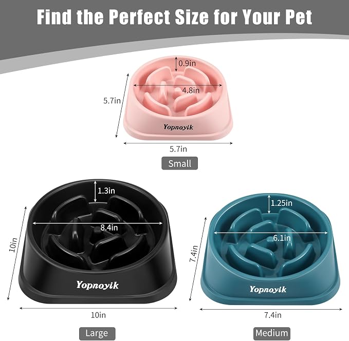 Slow Feeder Dog Bowls for Large Dogs | Non-Slip Base, Anti-Choking Design, Reduces Bloating & Overeating, Easy to Clean, 4 Cups