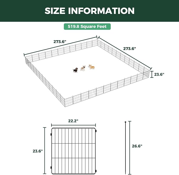FXW MiniPaws Dog Playpen, Indoor, Yard & RV Camping, 24" H, 48 Panels | Portable, Expandable Layout, Tool-Free Setup, For Puppies & Small Dogs