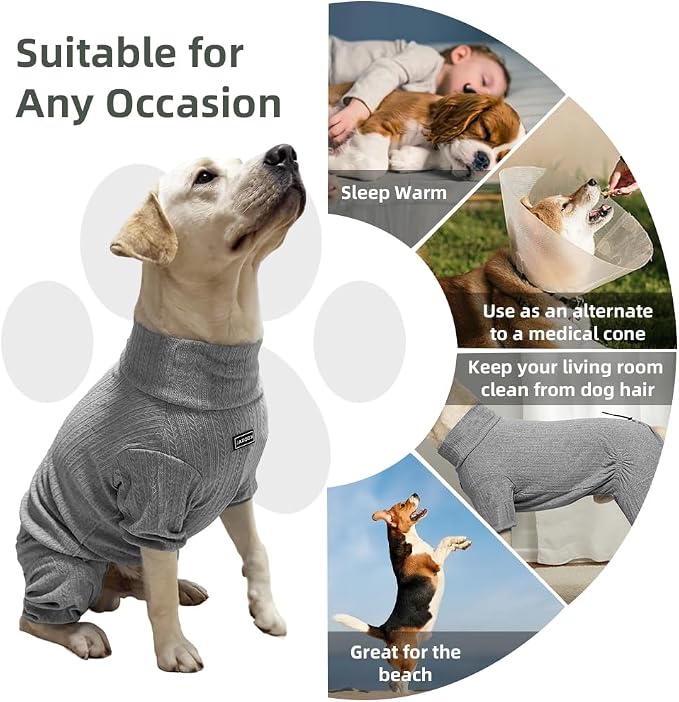 Dog Pyjamas PJS Sweater Clothing and Loungewear Suitable for Large to Giant Breeds of Dogs, Neutering Suits, Extra-Large Stretch Fabric, Four-Legged Dogs Clothes Pyjamas(Sweater Gray, 6XL)