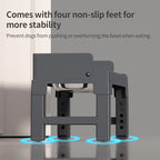 Elevated Dog Bowls for Medium and Large Dogs, Spill Proof Tiltable Dog Feeder with 2 Stainless Steel Bowls, 6 Height Adjustable Raised Dog Bowl Stand