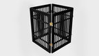 Urnporium Pet Dog Gate Freestanding, Strong Durable Folding Wooden Fence, Portable Acacia Hardwood Safety Barrier for Indoor & Outdoor Use (Black Pet Gate, 4 Panel 24" Tall)