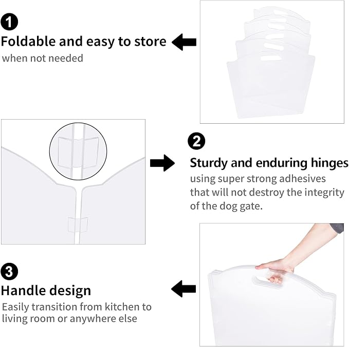 Extra-Wide Clear Acrylic Freestanding Dog Gates for the House – Folding 6-Panel Pet Gates for Doorways, Stairs, and Open Spaces, Transparent Indoor Barrier for Dogs, Puppies & Cats