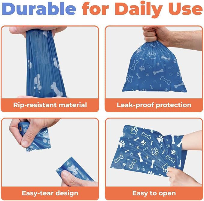 Best Pet Supplies Poop Bags for Dogs - Royal Blue, 150 Count | Scented, Leak-proof, Easy-Tear perforations, 15 Thick Bags per roll, Outdoor Walking & Travel, Fits Standard Holders