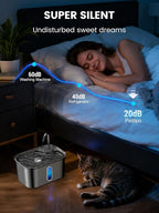 Cat Water Fountain Stainless Steel for Cats Indoor 2.5L 85oz by BPA-Free SUS304, Effective 6-Layer Filter Cat Fountain for Drinking 20dB Ultra Quiet Metal Pet Water Fountain (Fountain+1 Filter)