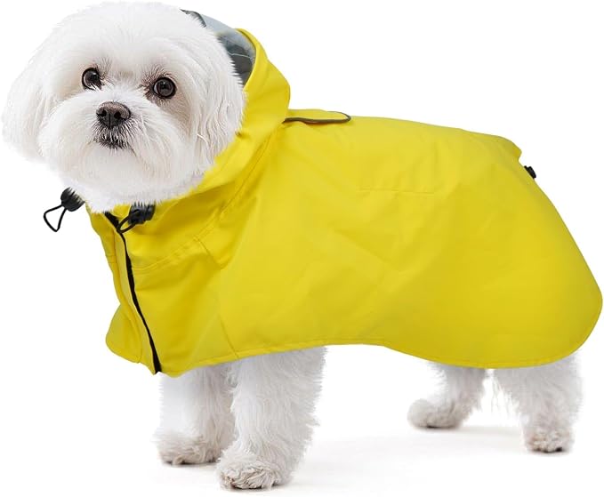 Waterproof Dog Raincoat with Hood, Windproof Rain Jacket for Small Dogs | Adjustable Dog Rain Coat with Leash Hole, Reflective Poncho for Rainy&Snowy Day, Fits Chihuahua, Yorkie, Pomeranian, Maltese