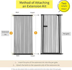 Lumizone Extra Tall Cat Gate Extension Kit 55.12" High 29.52" Wide Black | Tall Pet Gate Dog Gate for Doorway Hallway Stairs Pressure Mounted Extra Wide 1.37" Gap No Drilling