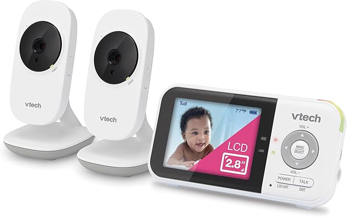 VTech Baby Monitor No WiFi with 2 Cameras – 19-Hour Battery, Patrol Mode for Twins & Two Rooms, 1000ft Range, Auto Night Vision, Two-Way Talk, Temperature Sensor | VM819-2
