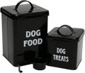 Morezi Dog Food Storage Container Farmhouse Pet Food Treats Holder with Lid and Scoop, Perfect Sturdy Canister Tins for Kitchen Countertop, Shelf, Great Gift for Pet Owners, 5 lbs Capacity - Black