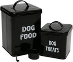 Morezi Dog Food Storage Container Farmhouse Pet Food Treats Holder with Lid and Scoop, Perfect Sturdy Canister Tins for Kitchen Countertop, Shelf, Great Gift for Pet Owners, 5 lbs Capacity - Black