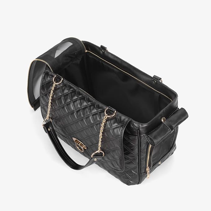 Fashion Pet Carrier Dogs Cat Small Animals Purse Bag, Leather Pet Carriers Dog Puppy Kitten Tote Travel Handbag TSA Airline-Approved