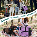 PetAmi Dog Travel Bag Organizer, Pet Travel Kit with 2 Food Containers & 2 Collapsible Dog Bowls, Pet Supplies Tote with Luggage Sleeve, Weekend Road Trip Camping Essentials, Purple, Large