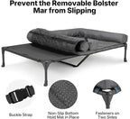Veehoo Elevated Dog Bed for 2 Dogs, Cooling Raised Dog Bed with Bolster Mat | Outdoor Double Dog Bed with Removable Waterproof Cushion, Breathable Mesh, Non-Slip Feet for Outdoor & Indoor, 49", Bicolor