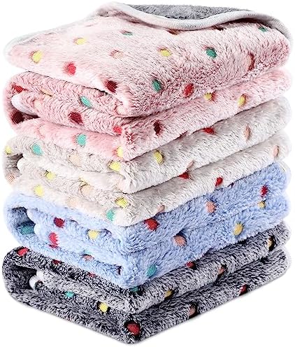 Reginary 4 Pcs Guinea Pig Fleece Cage Liners, Colorful Dot, 24 x 16 Inch by Reginary