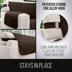 Sofa Shield® Couch Slip Covers for Dogs, Reversible Furniture Protector with Strap, Stain and Tear Resistant Cushion Cover, 88 inch Seat, Machine Washable Slipcover Dog Pets Cats, Chocolate