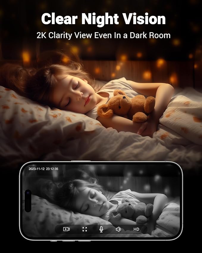 MUBVIEW 5G WiFi Indoor Security Camera No Subscription, Pet Camera with Phone App, Baby Monitor WiFi Smartphone, 2K Night Vision Pan-Tilt Dog Cam, Auto Tracking, 2-Way Audio, SD or Cloud Storage | Phone app, for baby rooms and pets, 2K night vision, pa...