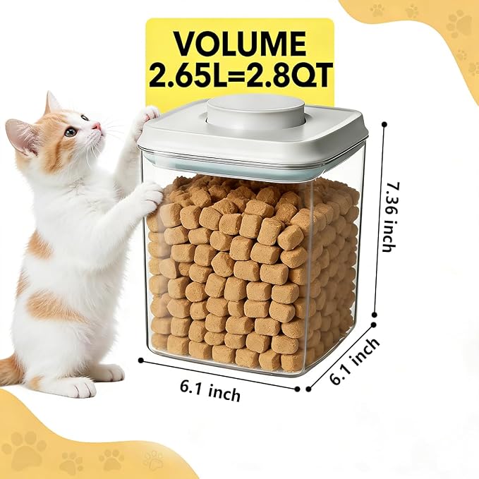 Dog Food Storage Containers Set, 4.2 QT with 130 ml Scoop & 2.8 QT, Airtight BPA-Free | Stackable Pop Lid Plastic Containers for Kibble & Pet Treats