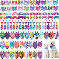 Reginary 120 Pcs Tie Dye Dog Bandanas Bulk Dog Bows Set Bow Ties Cat Scarf Colorful Washable Triangle Pet Kerchief Cute Bib for Summer Small Medium Large Pets Grooming Accessories Costume by Reginary