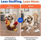 Best Pet Supplies Interactive Squeaky Dog Chew Toy, Ideal Dog Toys for Chewers, Small, Medium & Large Dogs, and Fetch Lovers - Crinkle Chicken (Wine Red), Large