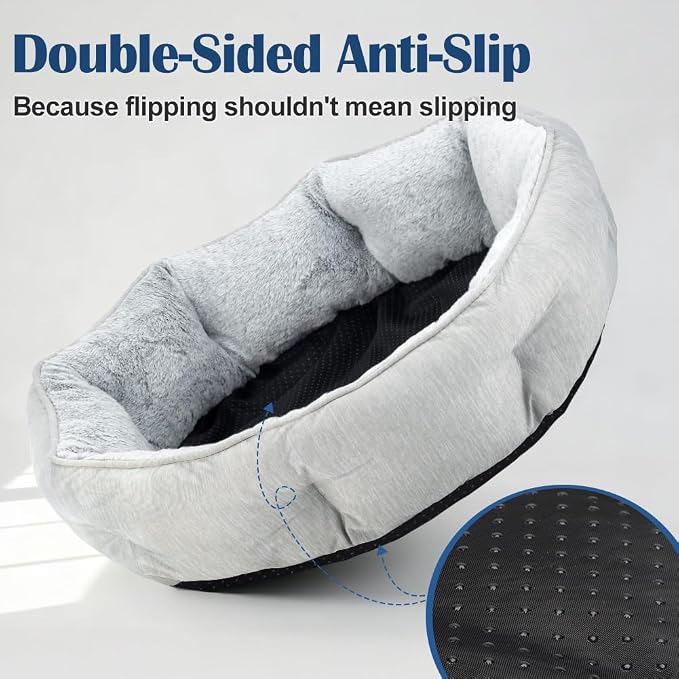 Small Dog Bed for Small Dogs, Cat Bed for Indoor Cats, Cooling Pet Bed for Puppy, Reversible Design with Cool-Touch Summer Side, Machine Washable with Non-Slip Bottom 30 Inch