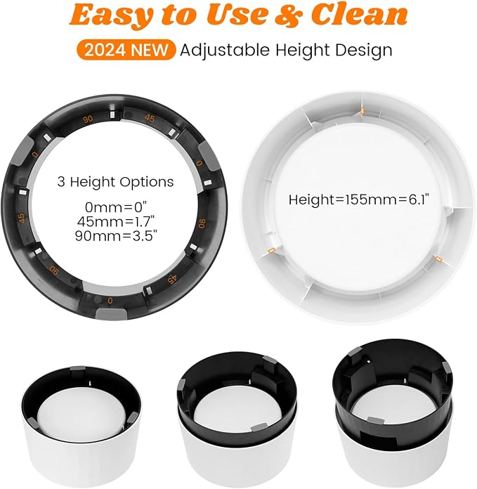Raised 95oz Slow Drinking Dog Water Bowl No Spill Medium Large Breed | Single Elevated Stainless Steel Water Bowl with Floating Disc, Stable Sturdy Base and Snap on Adjustable Height Stand